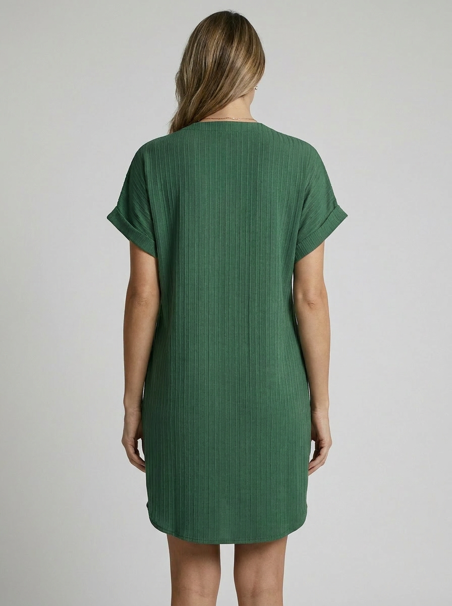 Women's ribbed summer dress with a V-neck