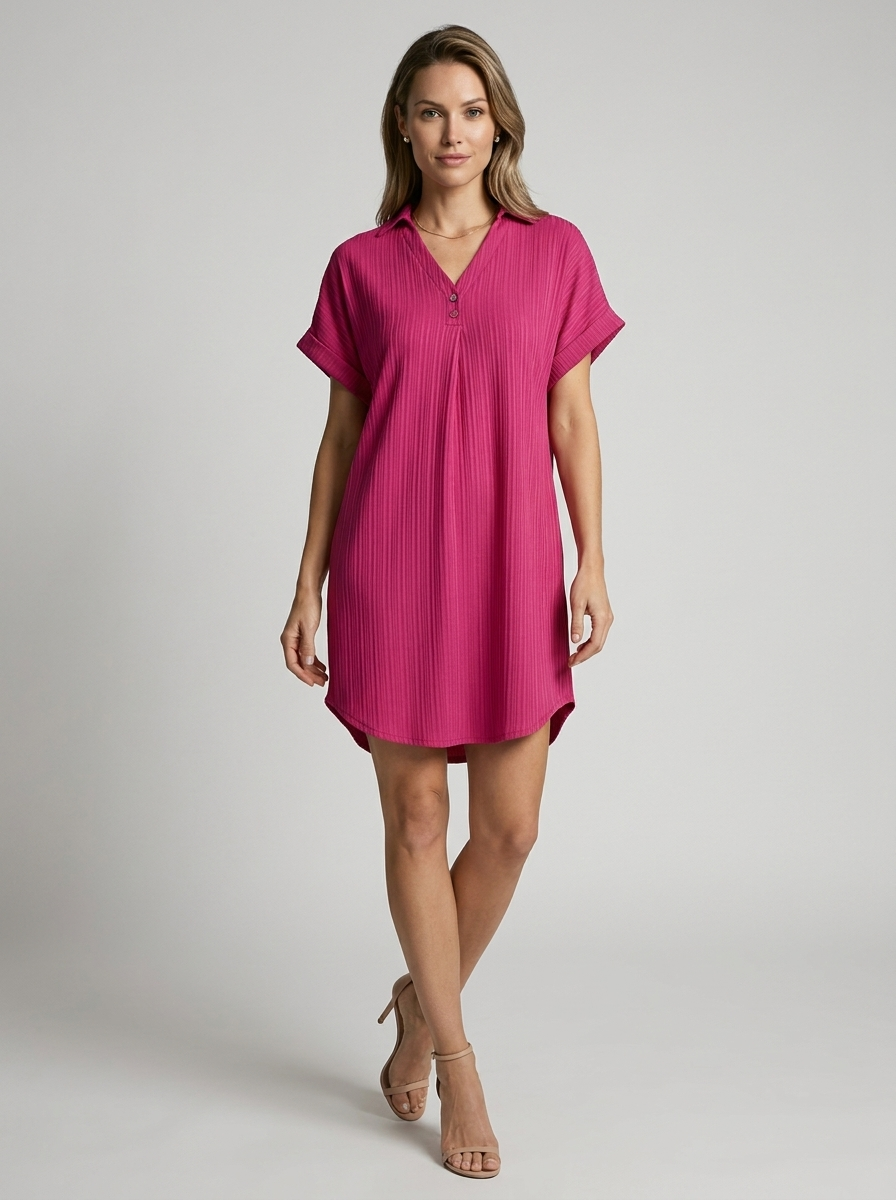 Women's ribbed summer dress with a V-neck