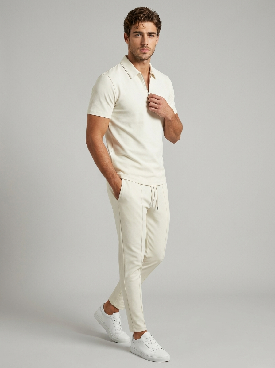 Men's zip polo and trousers co-ord set