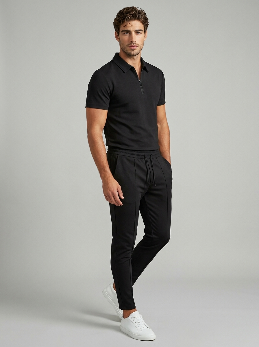 Men's zip polo and trousers co-ord set