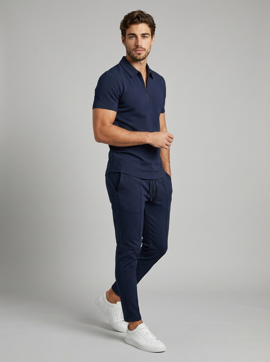 Men's zip polo and trousers co-ord set