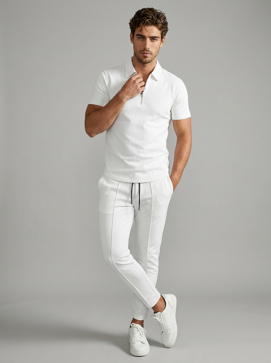 Men's zip polo and trousers co-ord set