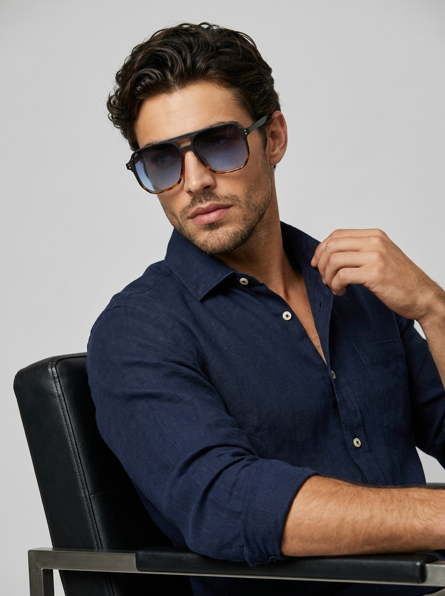 Square sunglasses with tinted lenses