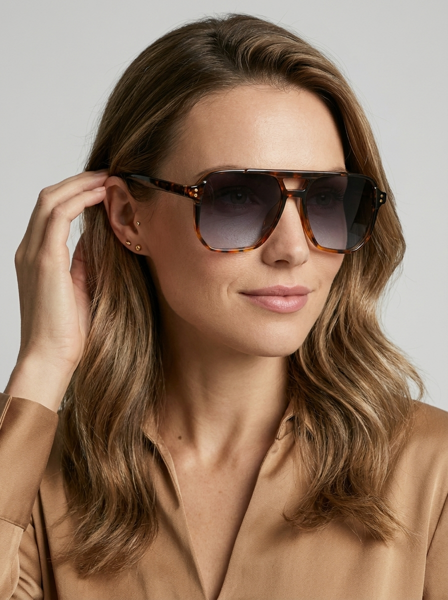 Square sunglasses with tinted lenses