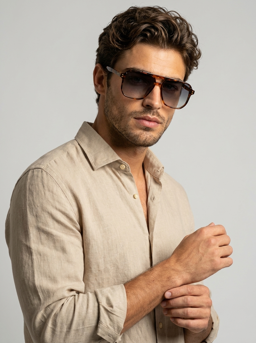 Square sunglasses with tinted lenses
