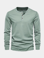 Men's light green oversized long sleeve knit top with a crew neck