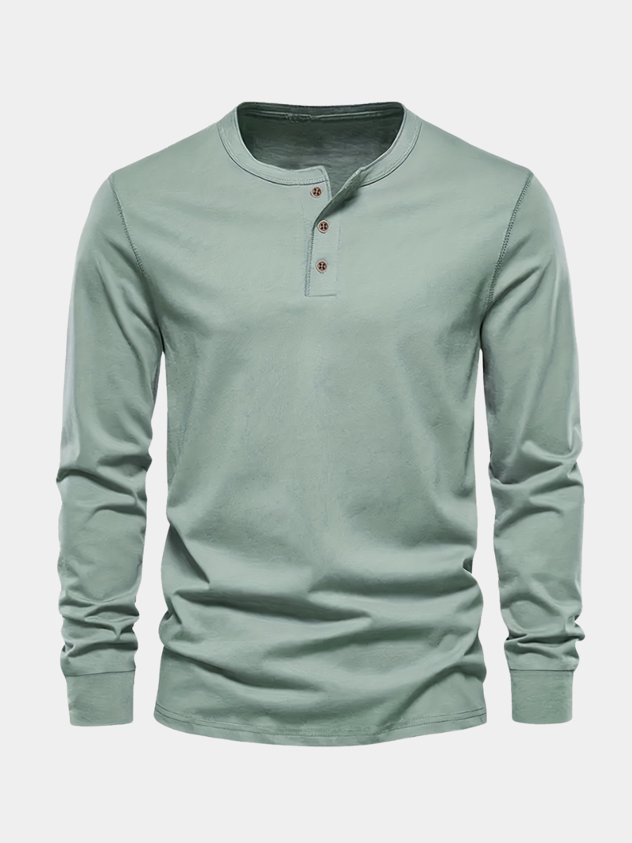 Men's light green oversized long sleeve knit top with a crew neck