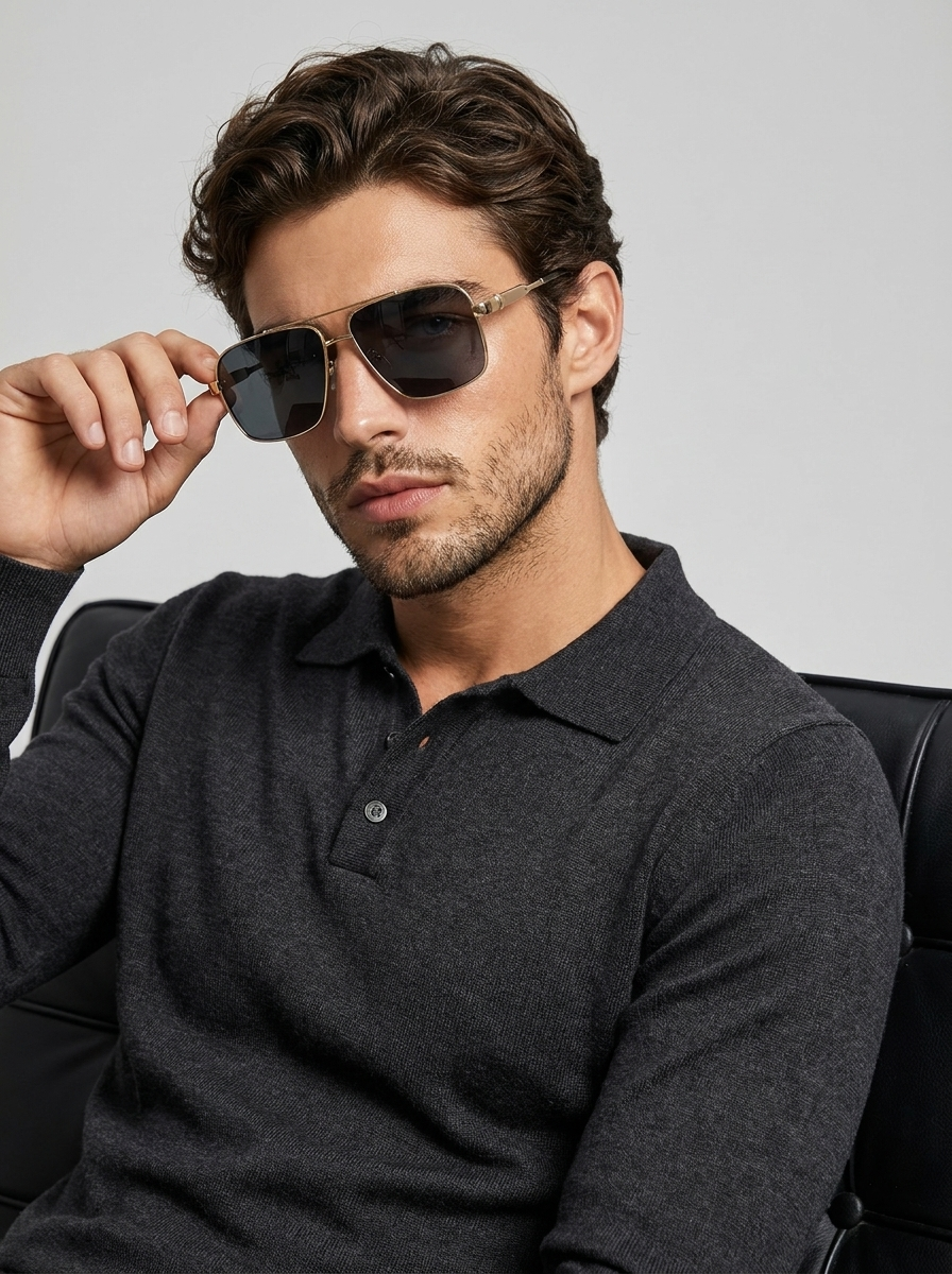 Pilot sunglasses with square lenses