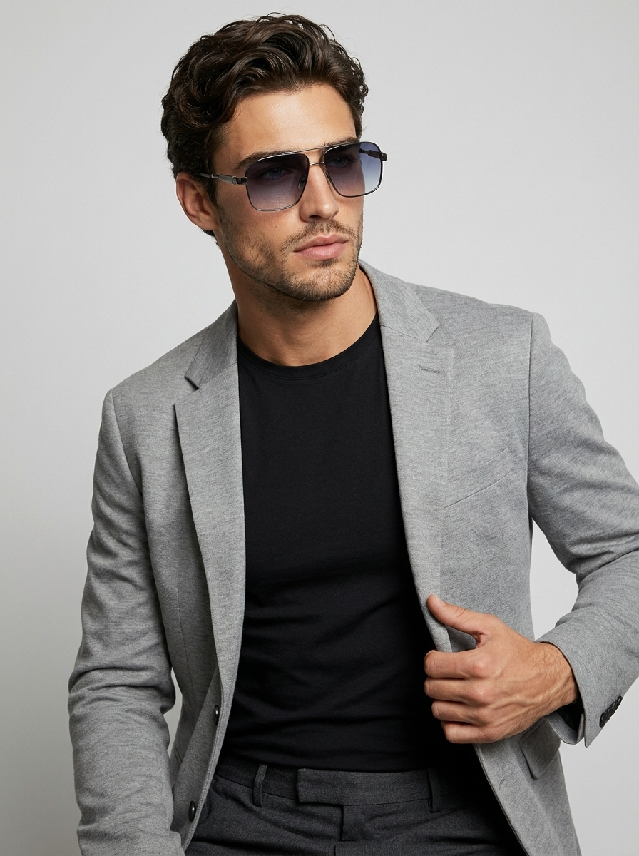 Pilot sunglasses with square lenses