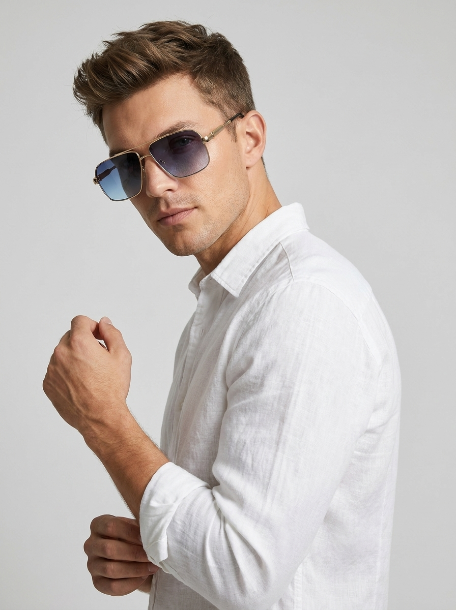 Pilot sunglasses with square lenses