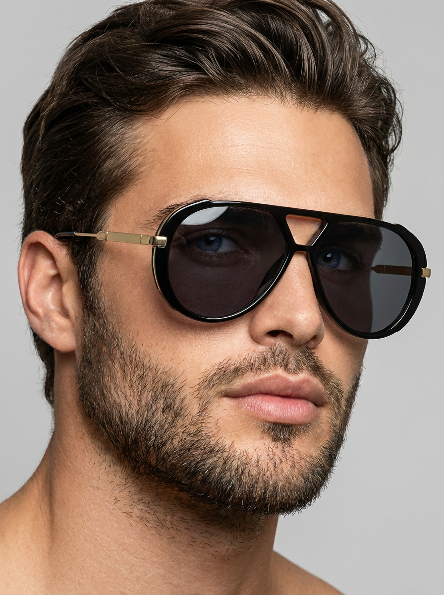 Pilot sunglasses with a metal frame