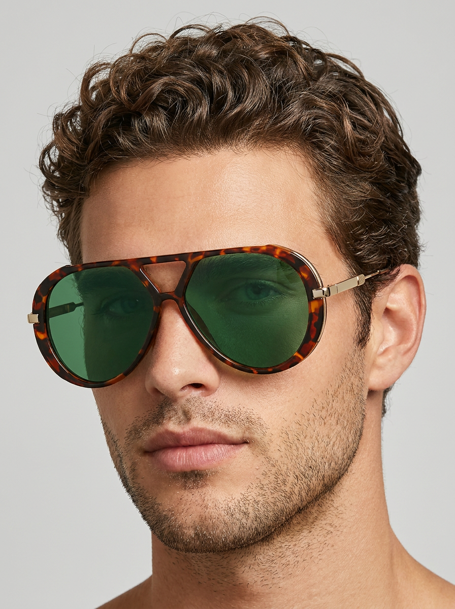 Pilot sunglasses with a metal frame