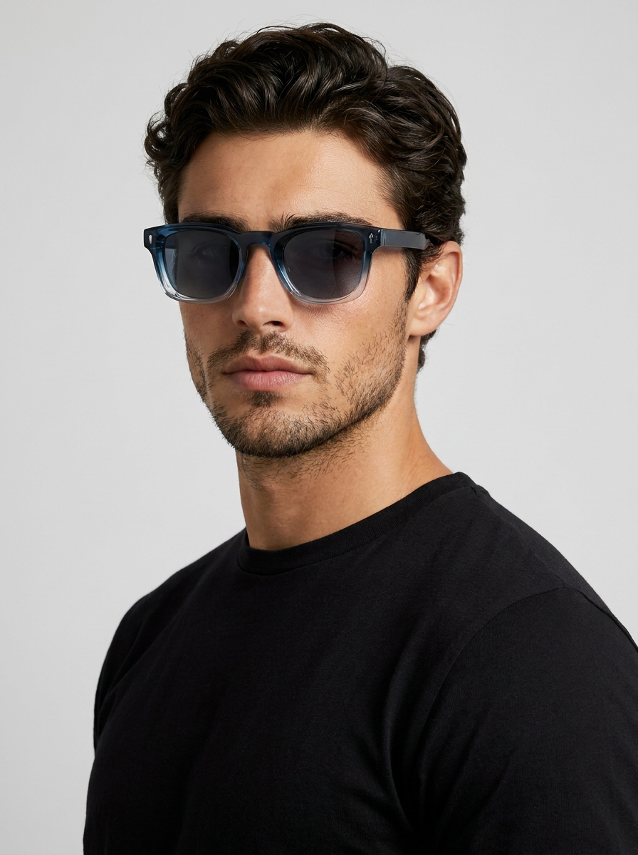 Square acetate sunglasses with a gradient frame