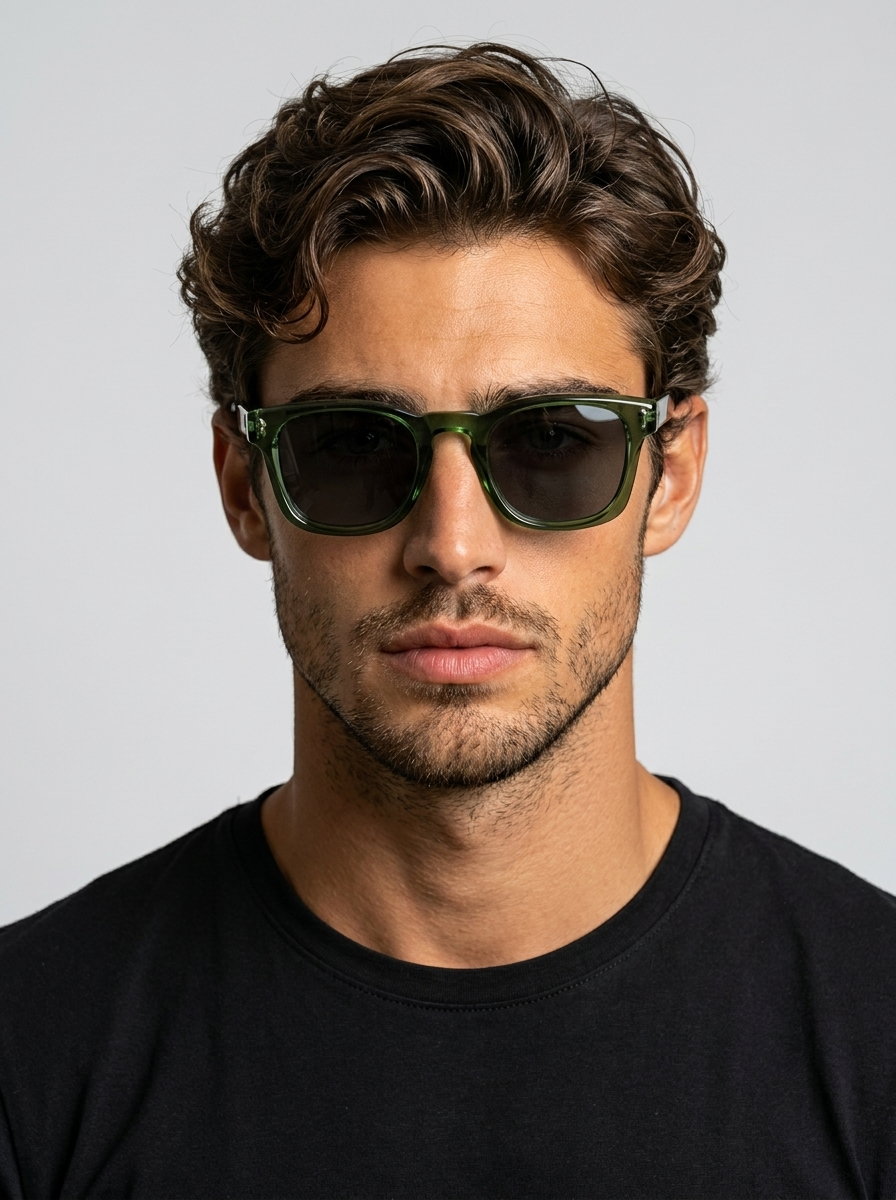 Square acetate sunglasses with a gradient frame