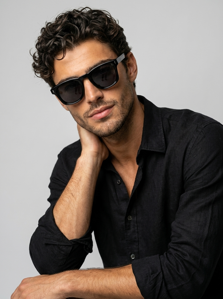 Square acetate sunglasses with a gradient frame
