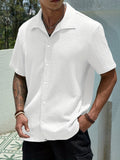 Men's white semi-sheer short sleeve summer shirt
