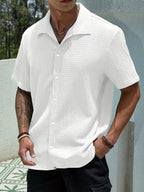 Men's white semi-sheer short sleeve summer shirt
