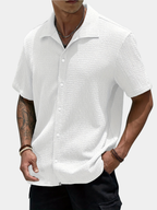 Men's white semi-sheer short sleeve summer shirt