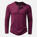 Men's purple long sleeve slim fit henley top