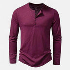 Men's purple long sleeve slim fit henley top