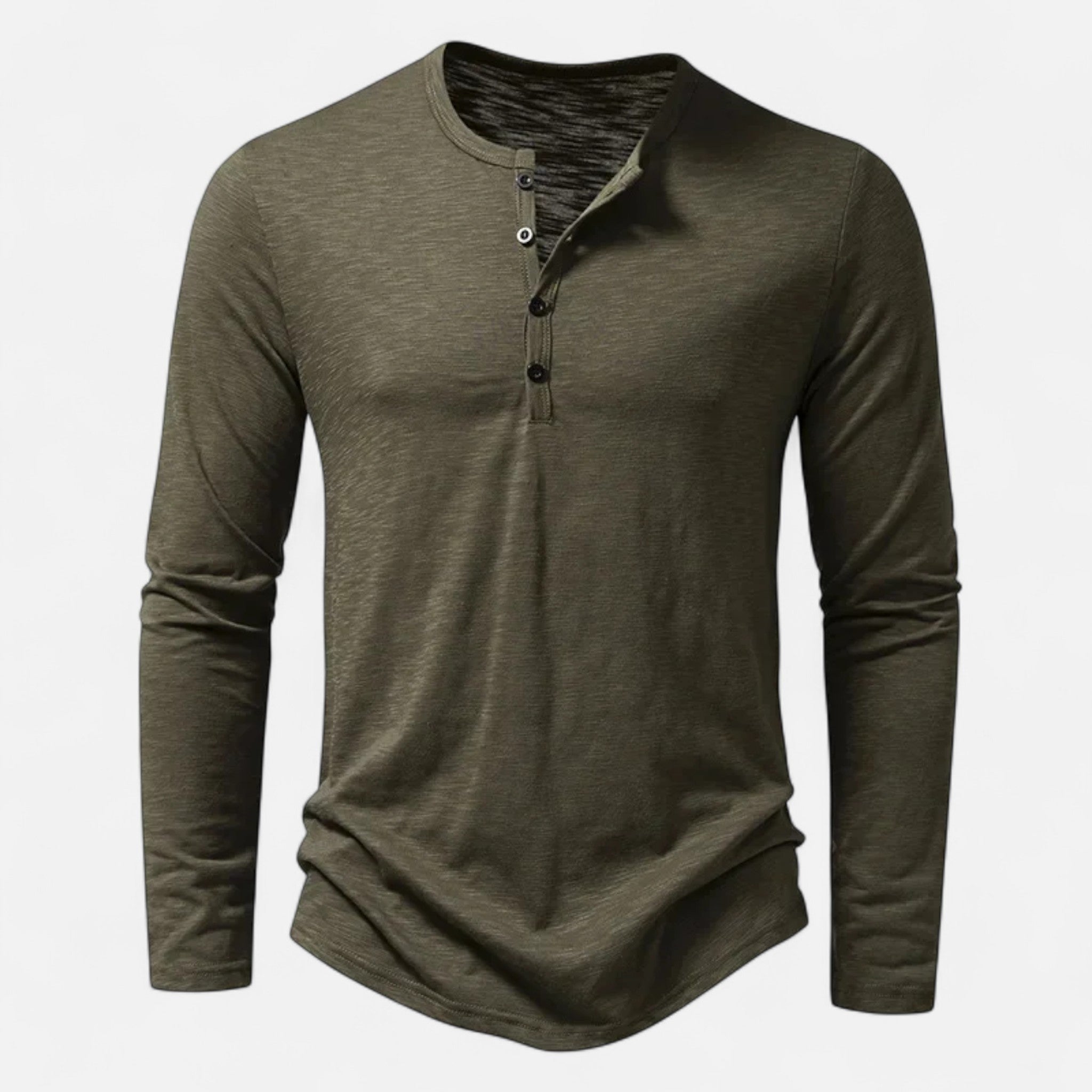 Men's purple long sleeve slim fit henley top