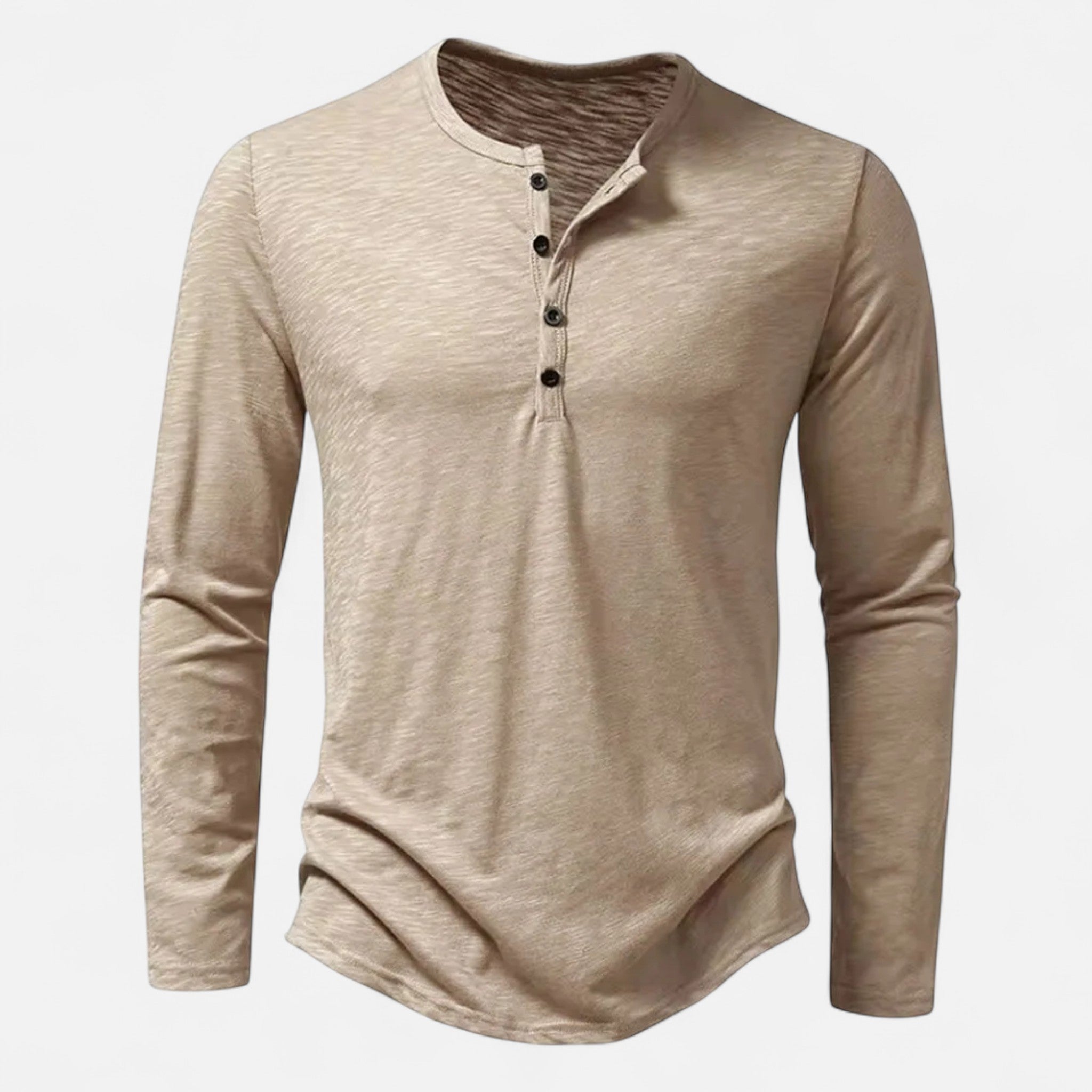 Men's green long sleeve slim fit henley top