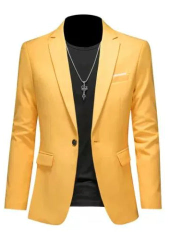 Men's light blue slim fit single breasted blazer with a lapel collar
