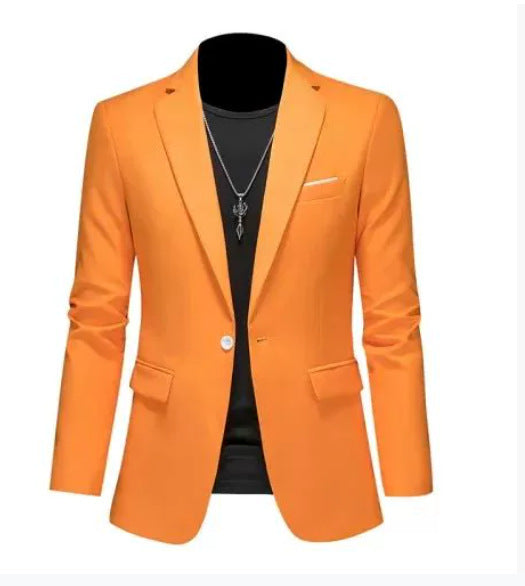 Men's light blue slim fit single breasted blazer with a lapel collar