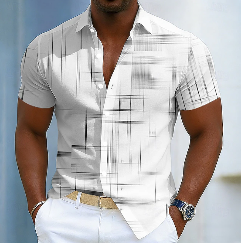 Men's grey slim fit striped shirt