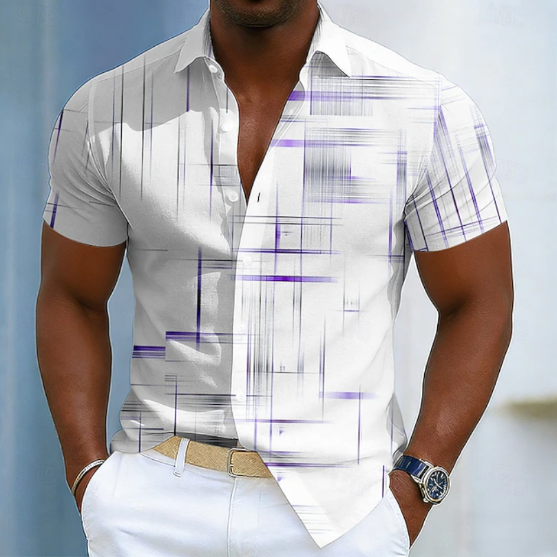 Men's grey slim fit striped shirt