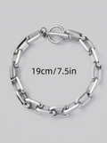 Men's stainless steel chain bracelet with a toggle clasp