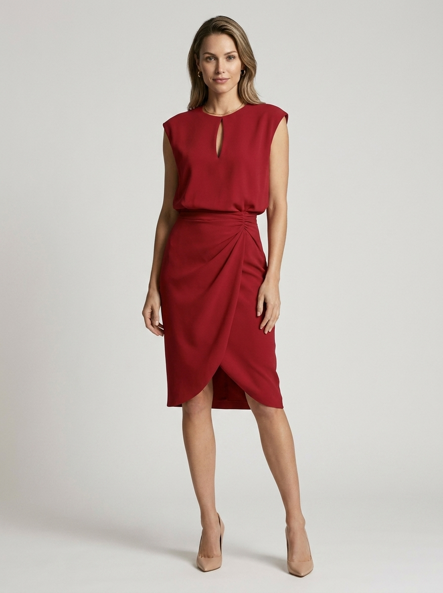 Women's occasion midi dress with a keyhole cutout