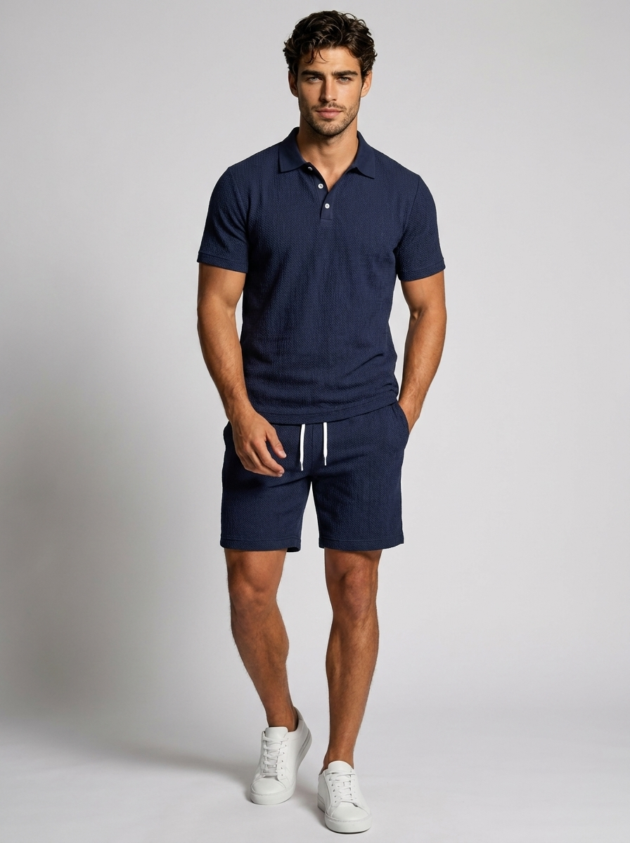 Men's polo shirt and shorts co-ord set
