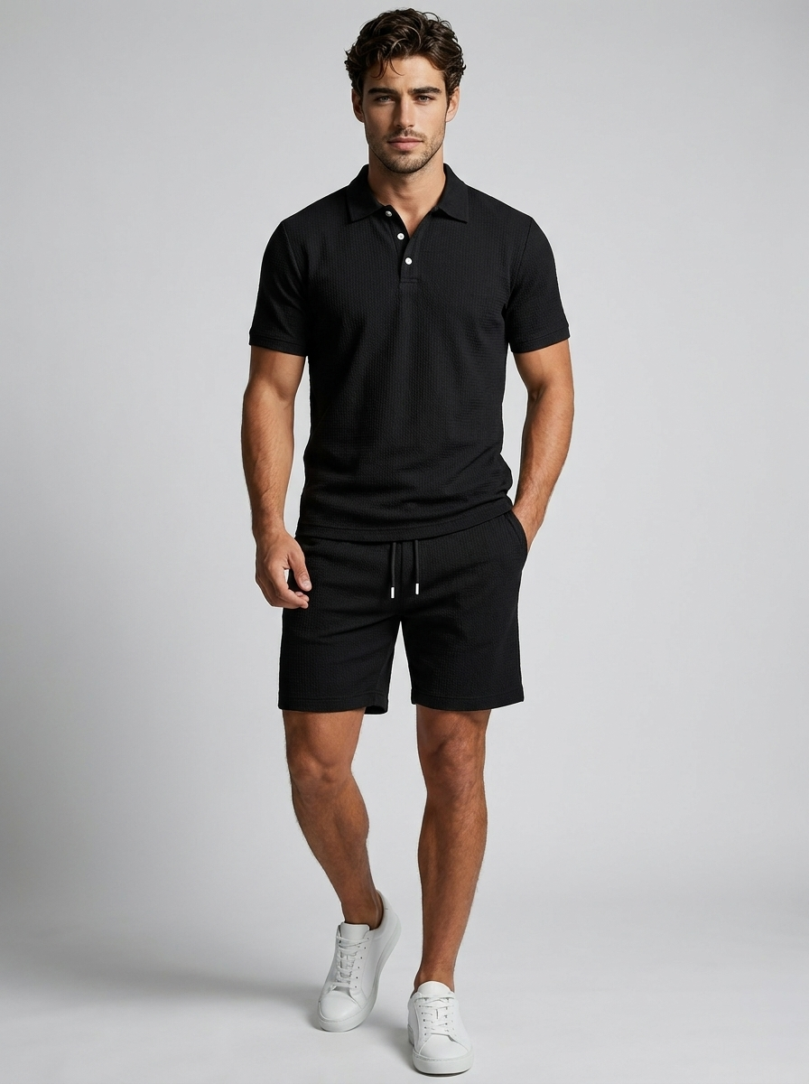 Men's polo shirt and shorts co-ord set