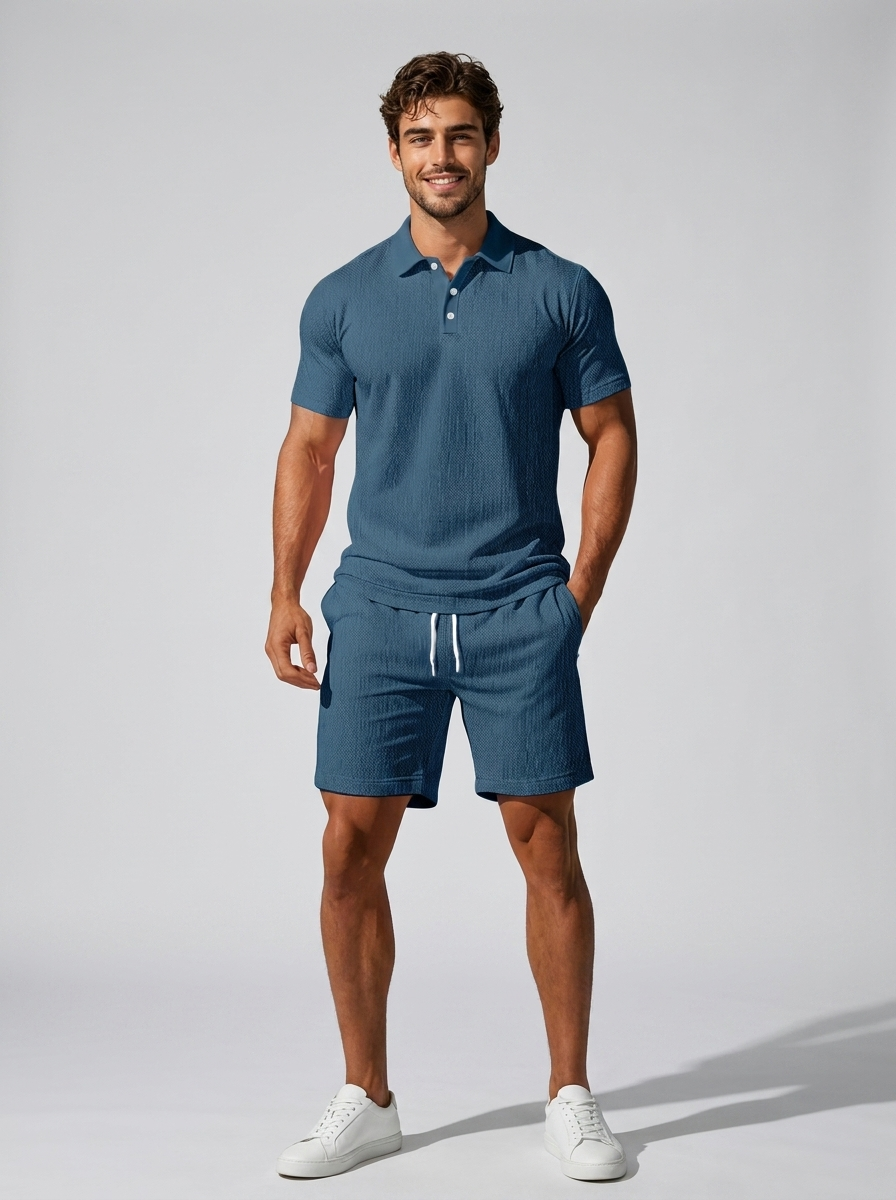 Men's polo shirt and shorts co-ord set