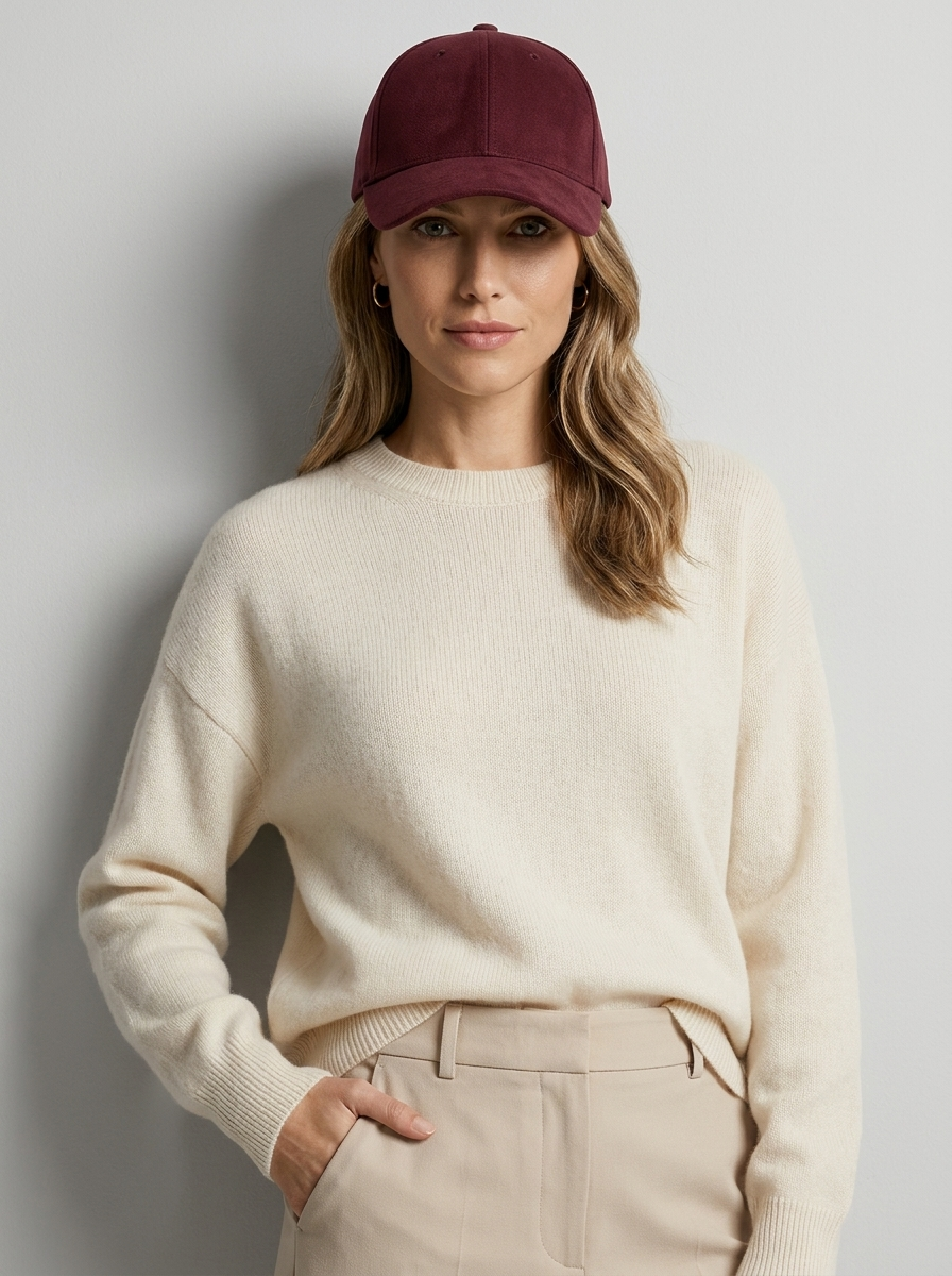 Faux leather baseball cap with an adjustable strap