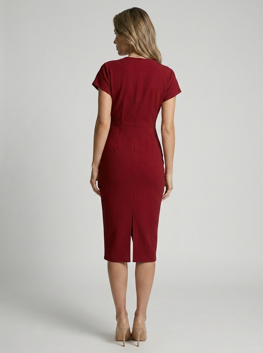 Women's wrap midi dress with a V-neck and side slit