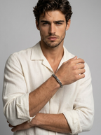Men's silver-tone braided cuff bracelet