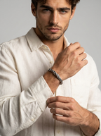 Men's silver-tone braided cuff bracelet