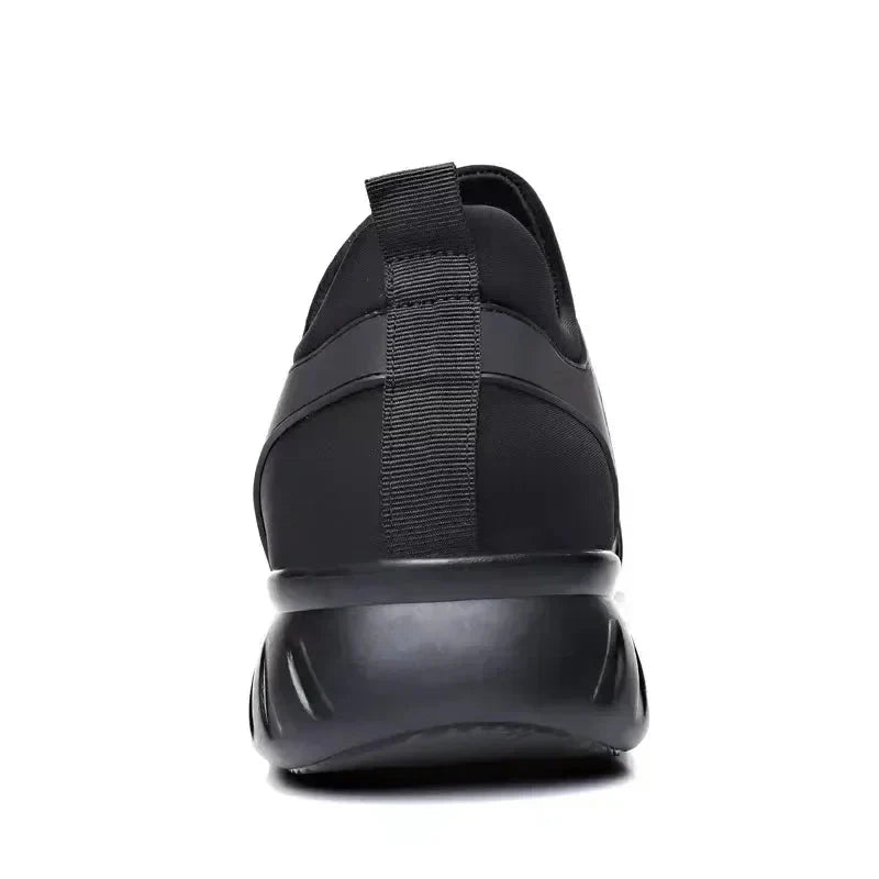Men's black black faux leather trainers with a cushioned insole