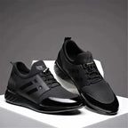 Men's black black faux leather trainers with a cushioned insole
