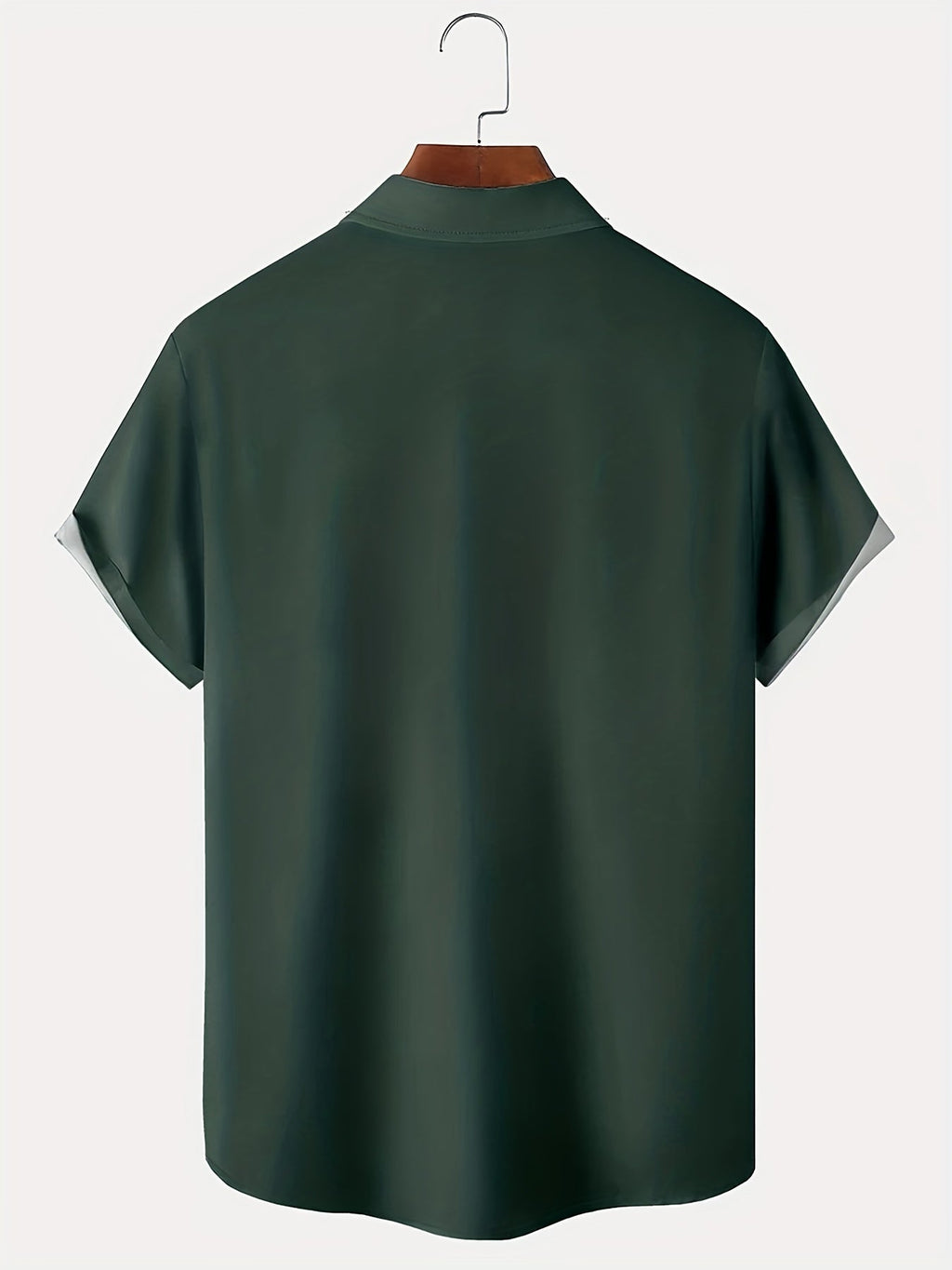 Men's green short sleeve vintage print shirt with a chest pocket
