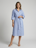 Women's striped shirt dress in midi length