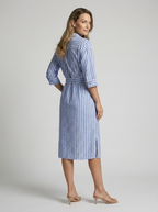 Women's striped shirt dress in midi length