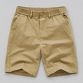 Men's beige cotton linen shorts with a zip fly